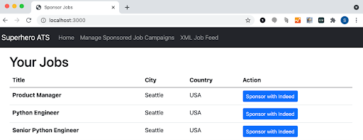 ATS enables the user to select and sponsor one job at a time