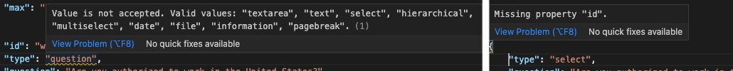 Error message examples