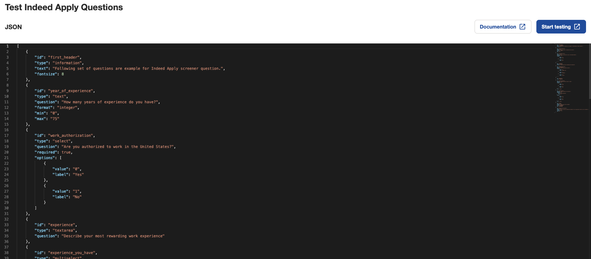 Indeed Apply Questions tool