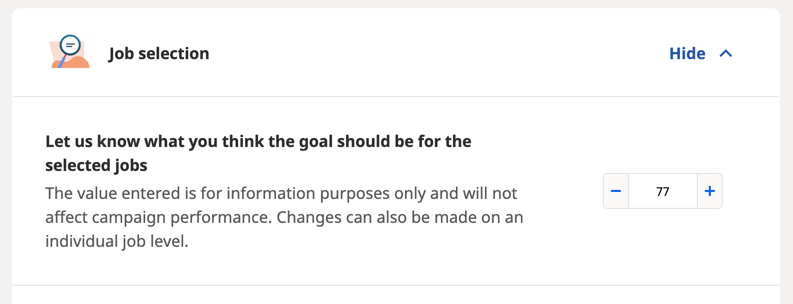 Interview target setting of interview campaign created on Indeed
