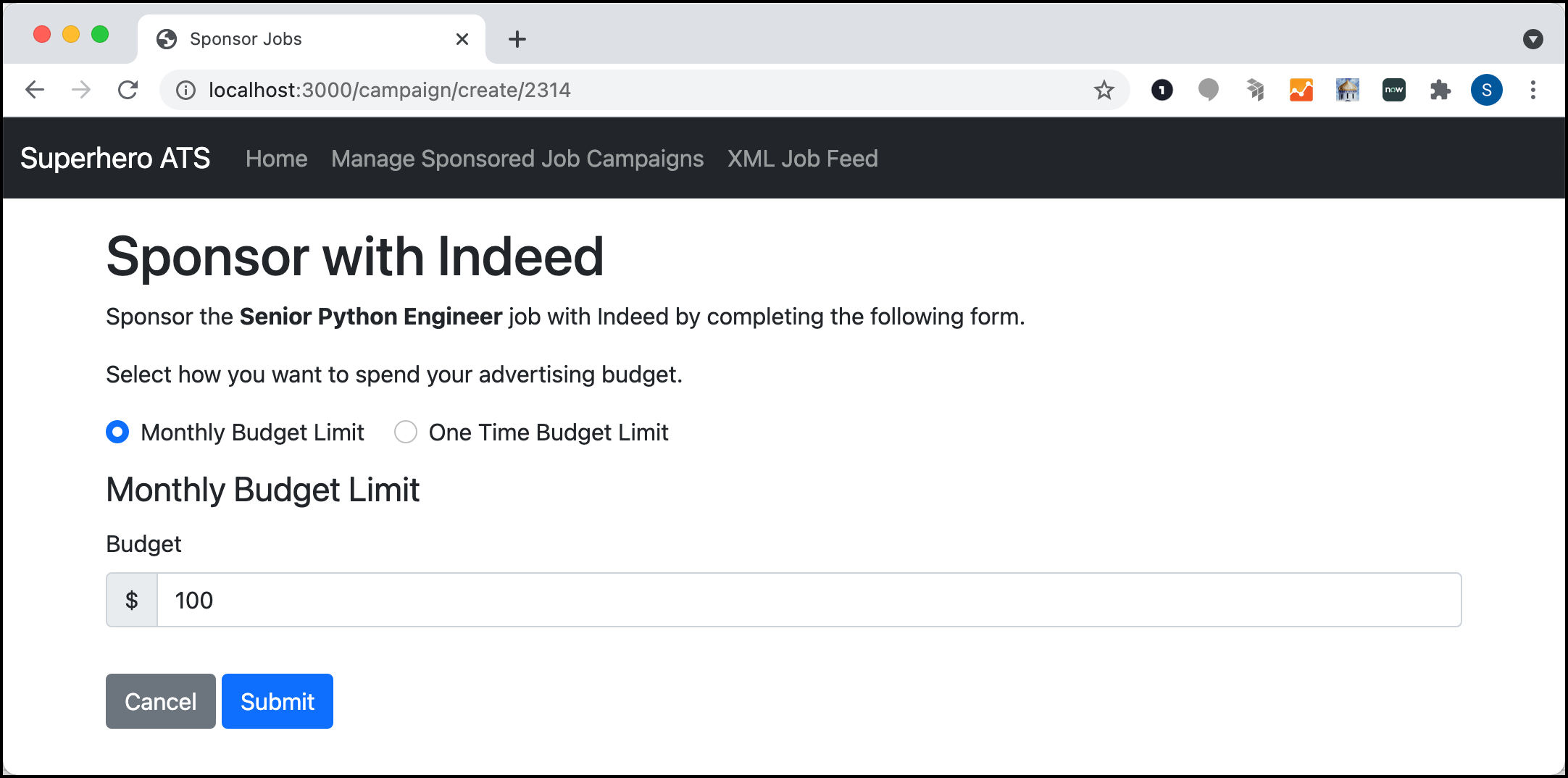 Set a monthly budget