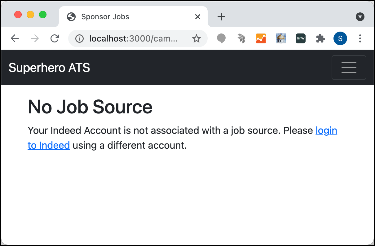 No job source error page