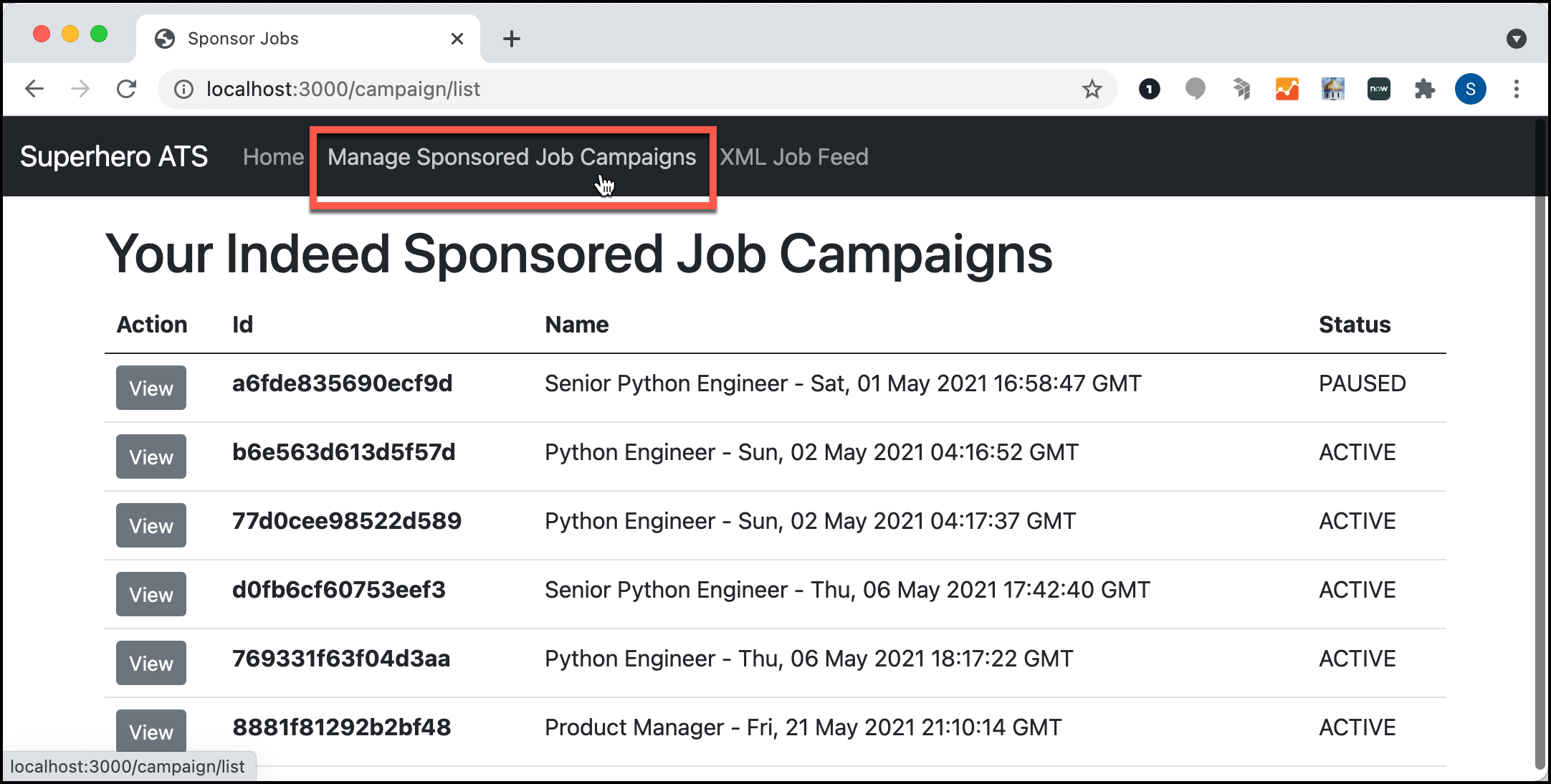 List campaigns